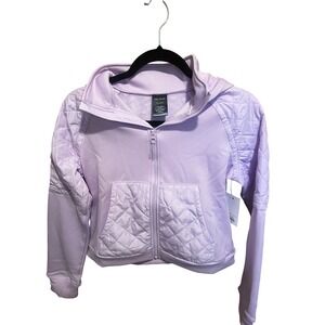 Tek Gear Jacket Quilted‎ Mixed Media Full Zip Hoodie Lavender XL (14/16)